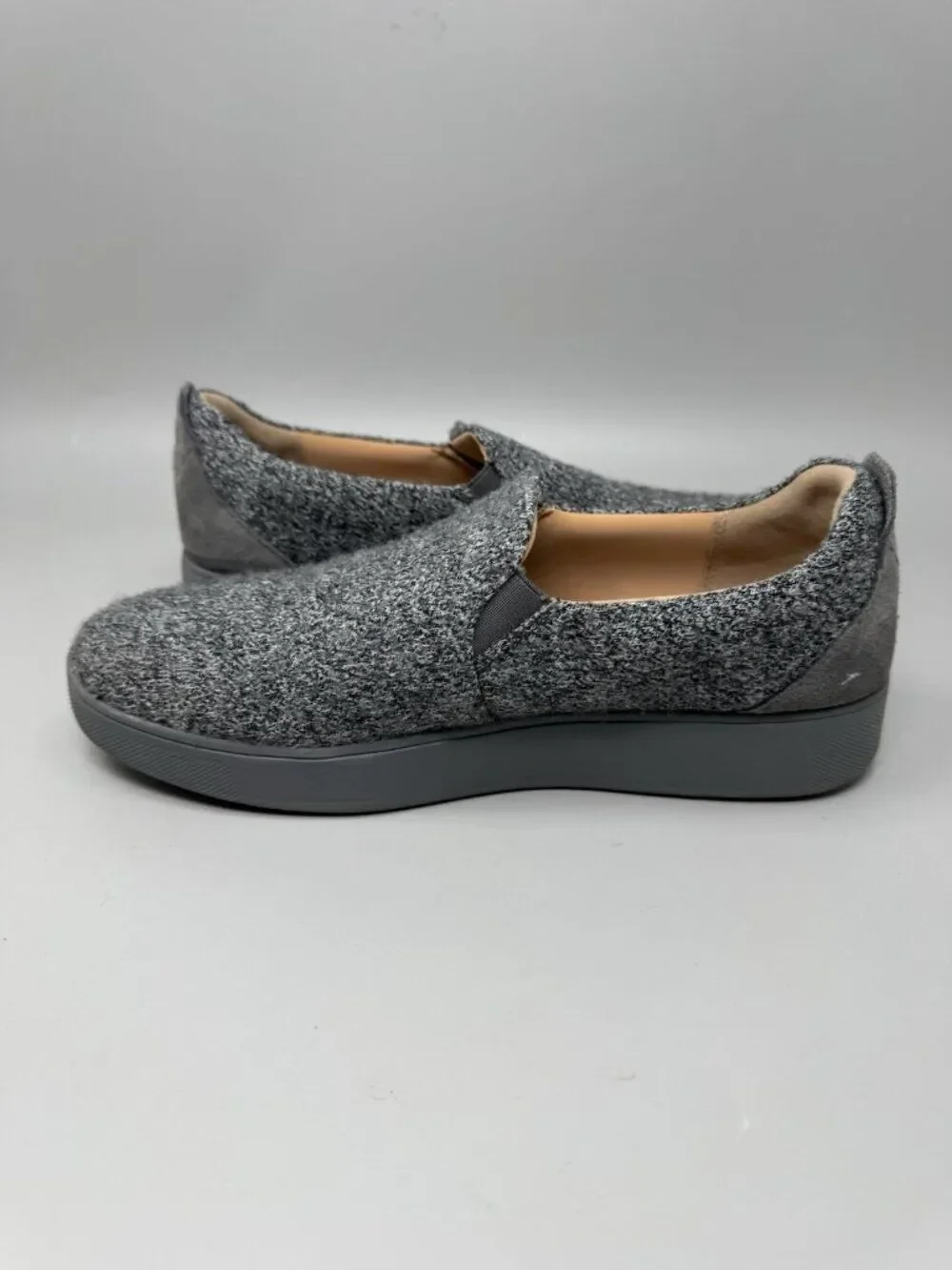 Fitflop Rally Women’s Sz 8 Merino Wool Love Gray Slip On Comfort Sneakers